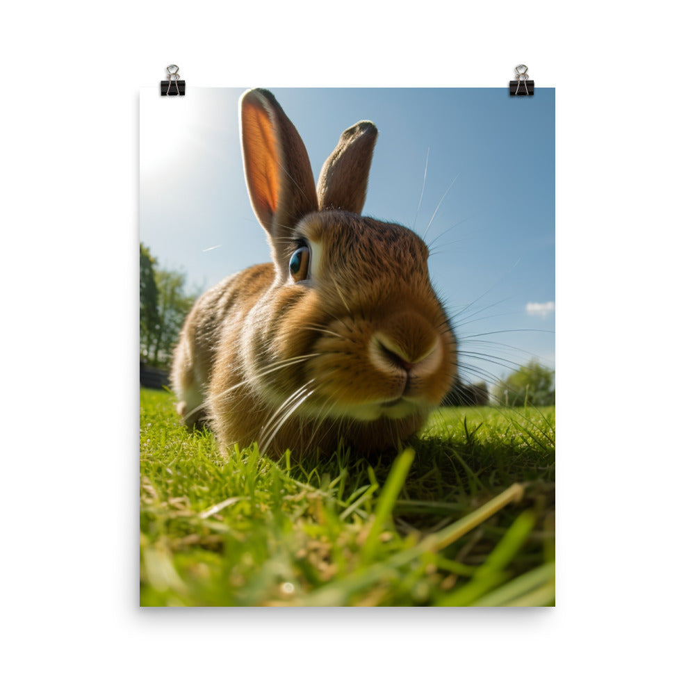 Flemish Giant Rabbit Outdoors Photo paper poster - PosterfyAI.com