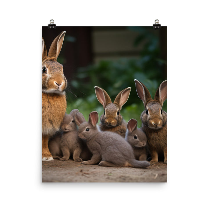 Flemish Giant Rabbit Family Time Photo paper poster - PosterfyAI.com