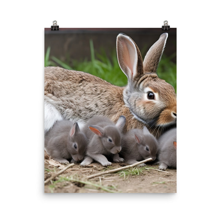 Flemish Giant Rabbit Family Time Photo paper poster - PosterfyAI.com