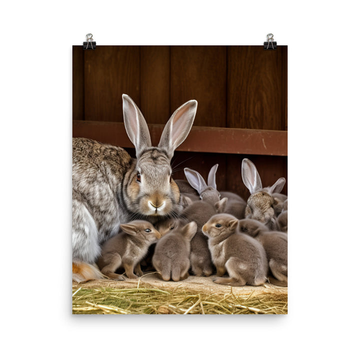 Flemish Giant Rabbit Family Time Photo paper poster - PosterfyAI.com