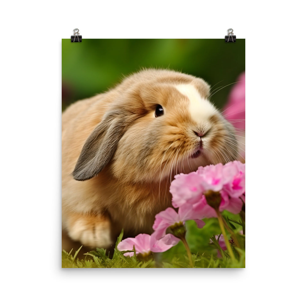 American Fuzzy Lop in the Garden Photo paper poster - PosterfyAI.com
