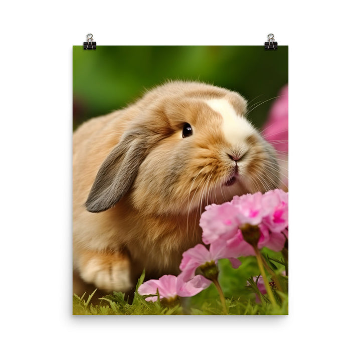 American Fuzzy Lop in the Garden Photo paper poster - PosterfyAI.com