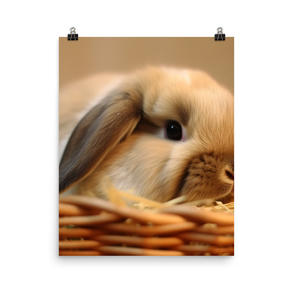 American Fuzzy Lop in a Basket Photo paper poster - PosterfyAI.com