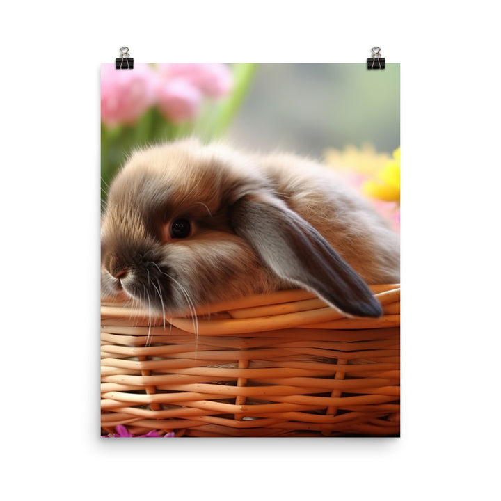 American Fuzzy Lop in a Basket Photo paper poster - PosterfyAI.com