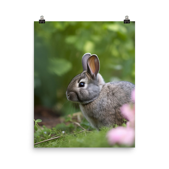 Netherland Dwarf in the Garden Photo paper poster - PosterfyAI.com