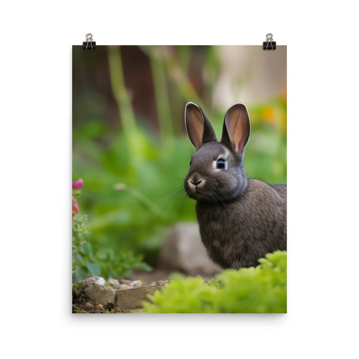 Netherland Dwarf in the Garden Photo paper poster - PosterfyAI.com