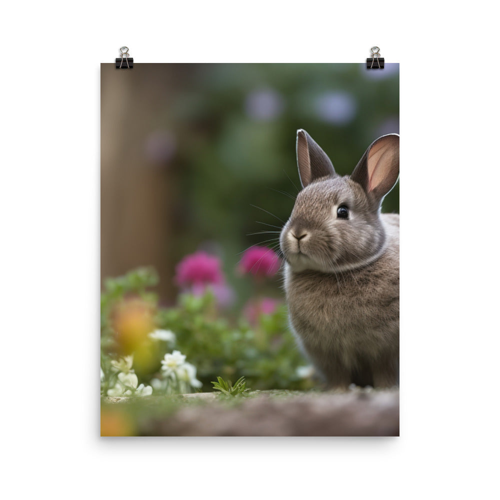 Netherland Dwarf in the Garden Photo paper poster - PosterfyAI.com