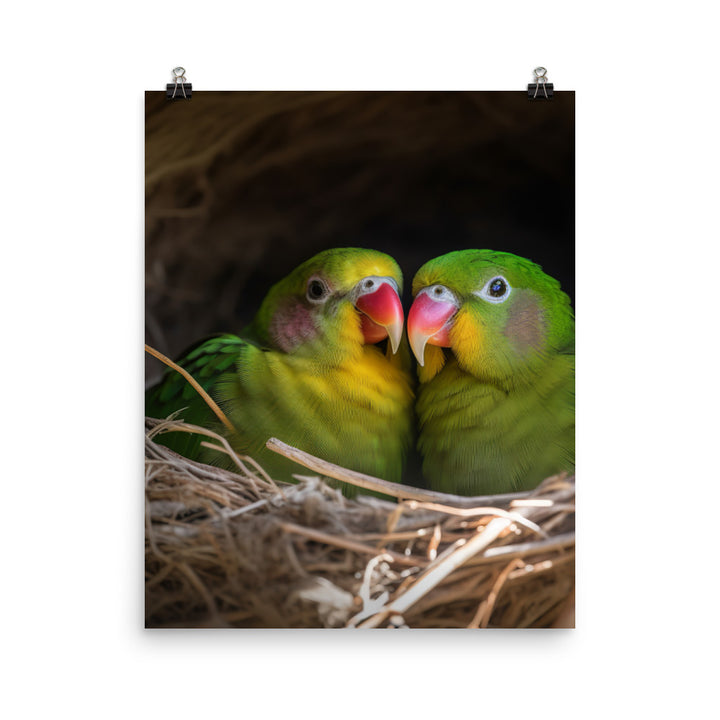Lovebirds Nesting Photo paper poster - PosterfyAI.com