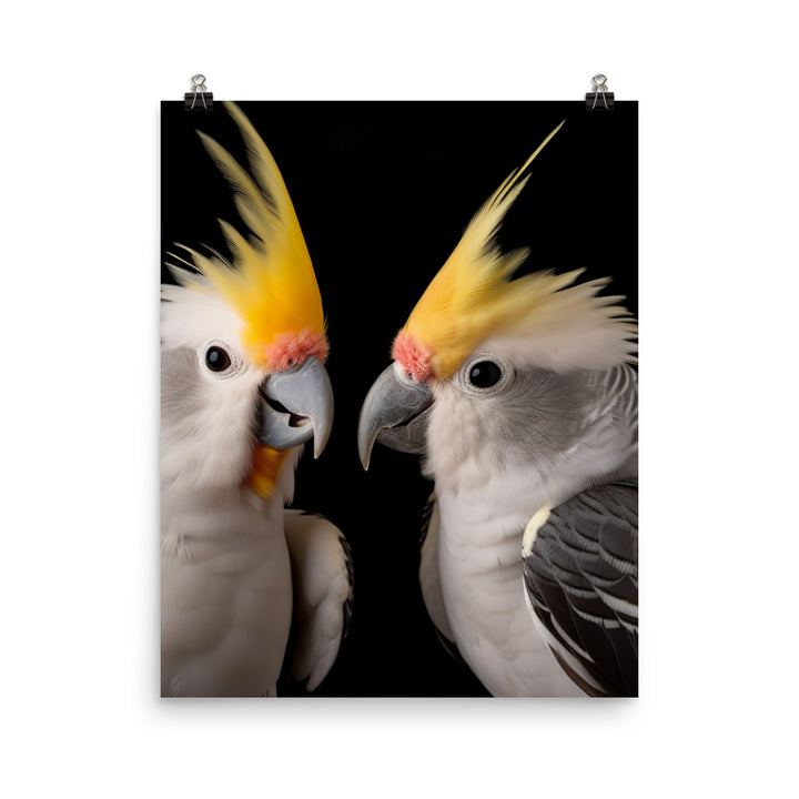 Graceful Cockatiels Photo paper poster - PosterfyAI.com