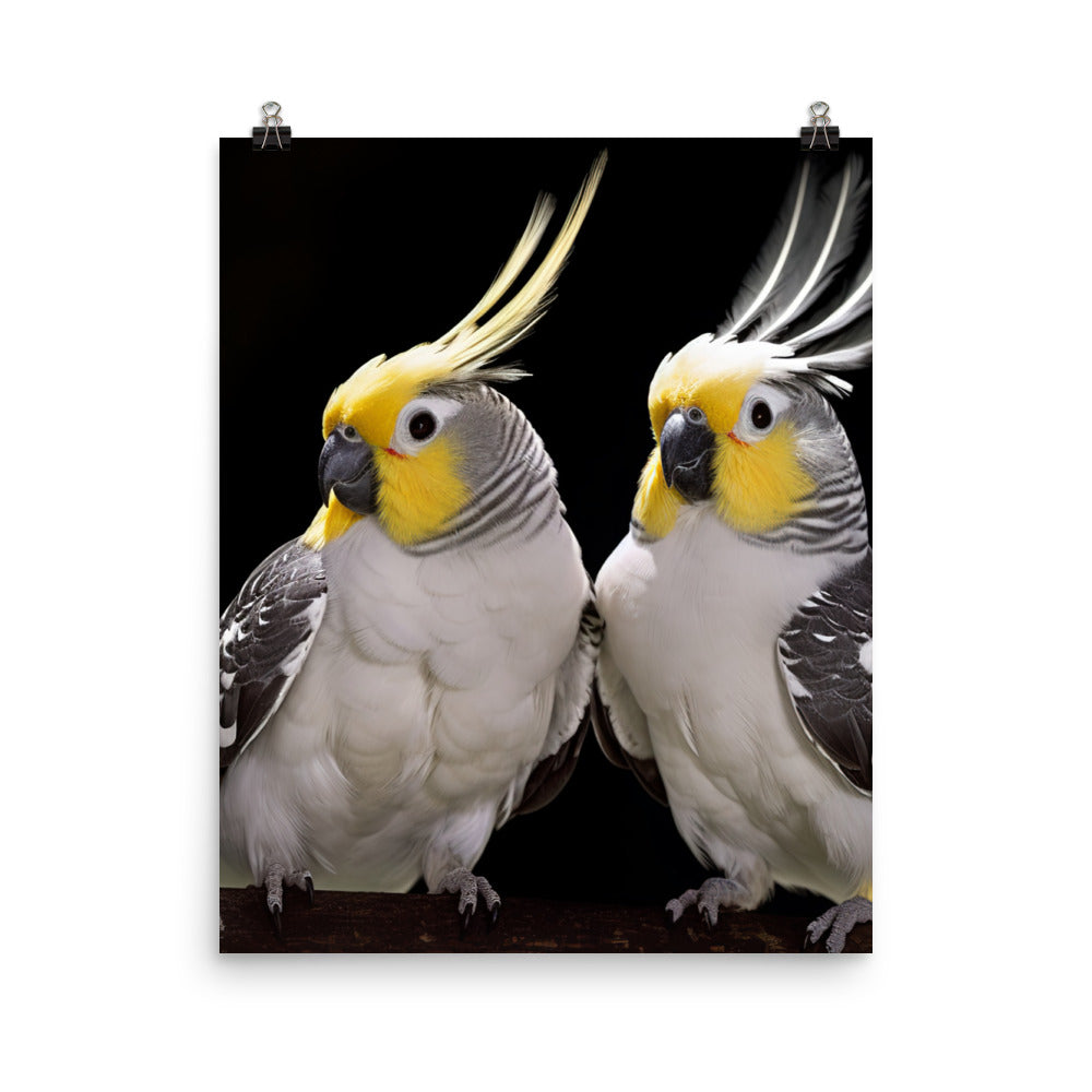 Graceful Cockatiels Photo paper poster - PosterfyAI.com