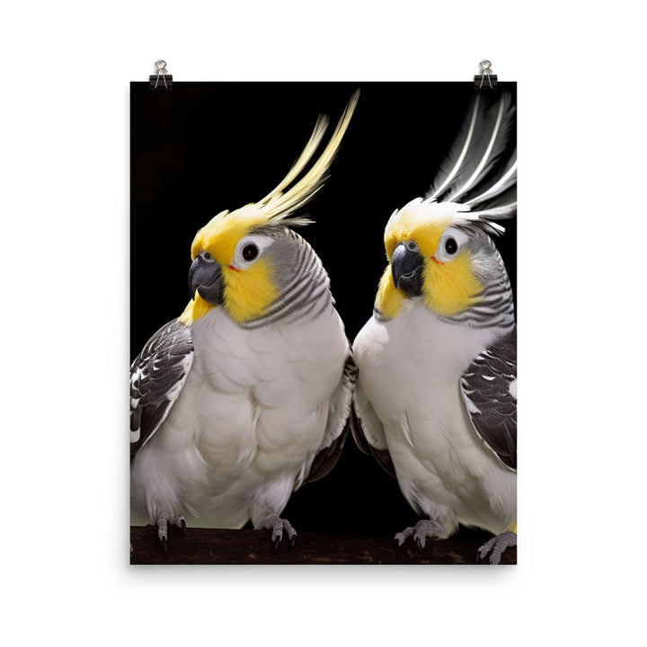 Graceful Cockatiels Photo paper poster - PosterfyAI.com