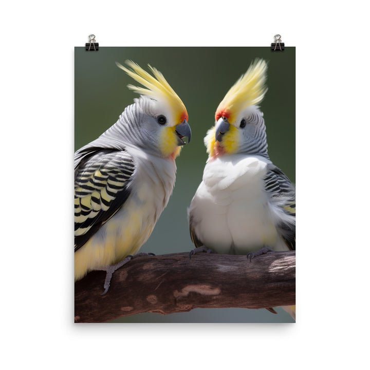 Graceful Cockatiels Photo paper poster - PosterfyAI.com