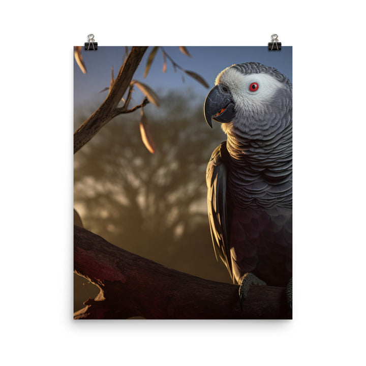 Elegant African Grey Parrot Photo paper poster - PosterfyAI.com
