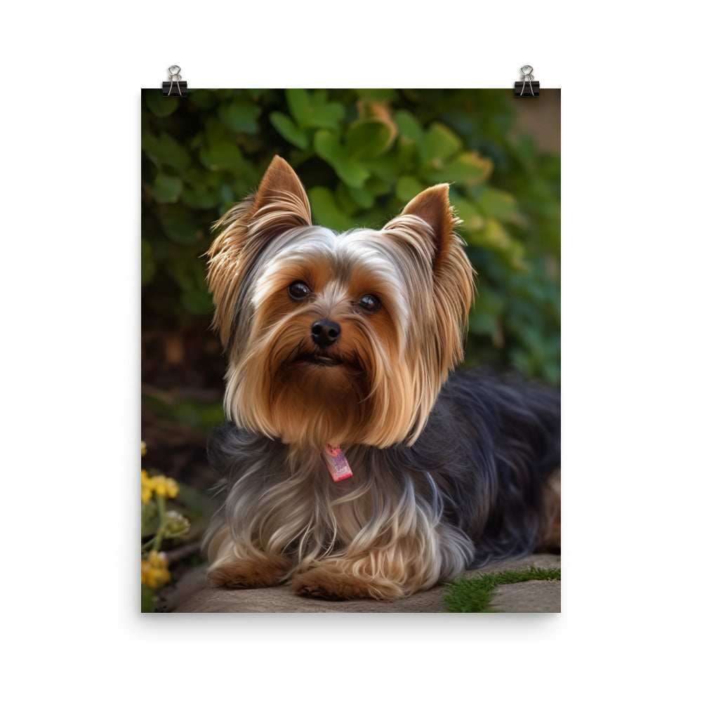 Yorkshire Terrier in the Garden Photo paper poster - PosterfyAI.com