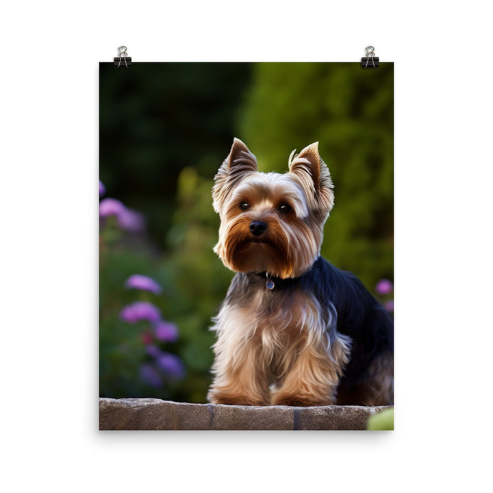 Yorkshire Terrier in the Garden Photo paper poster - PosterfyAI.com