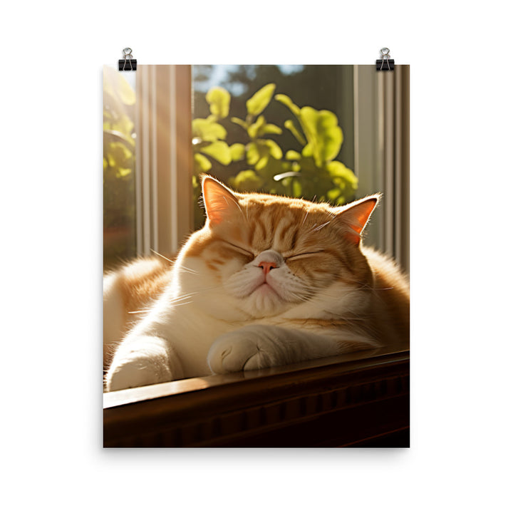 Exotic Shorthair Cat Napping Photo paper poster - PosterfyAI.com