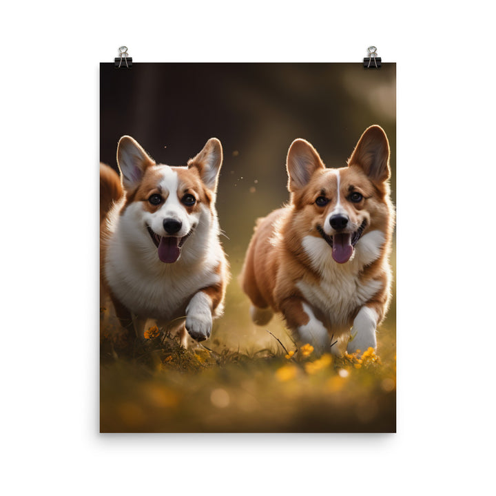Welsh Corgi Best Friends Photo paper poster - PosterfyAI.com