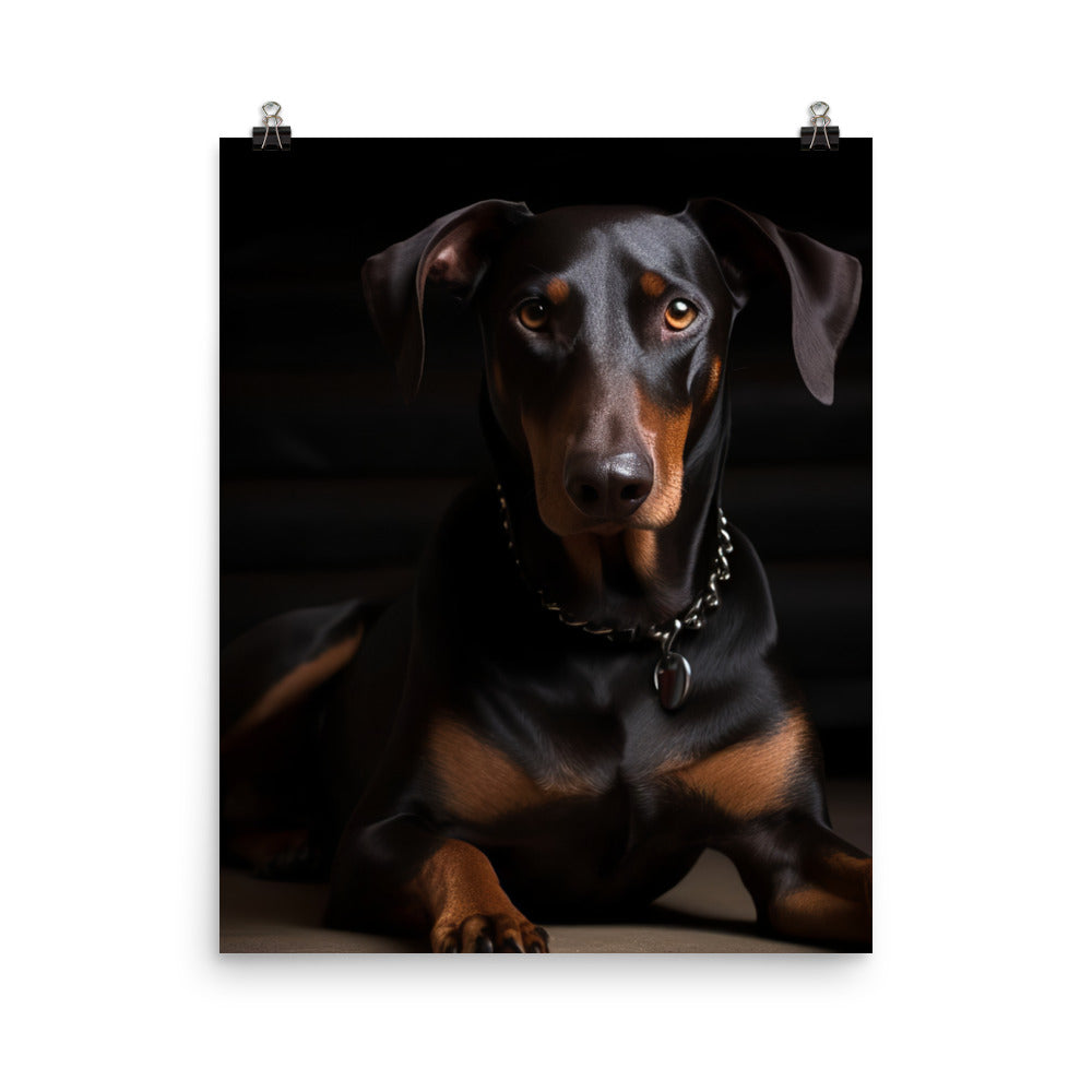 The elegant and regal posture of a Doberman Pinscher Photo paper poster - PosterfyAI.com