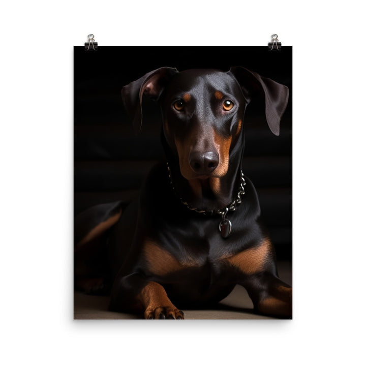 The elegant and regal posture of a Doberman Pinscher Photo paper poster - PosterfyAI.com