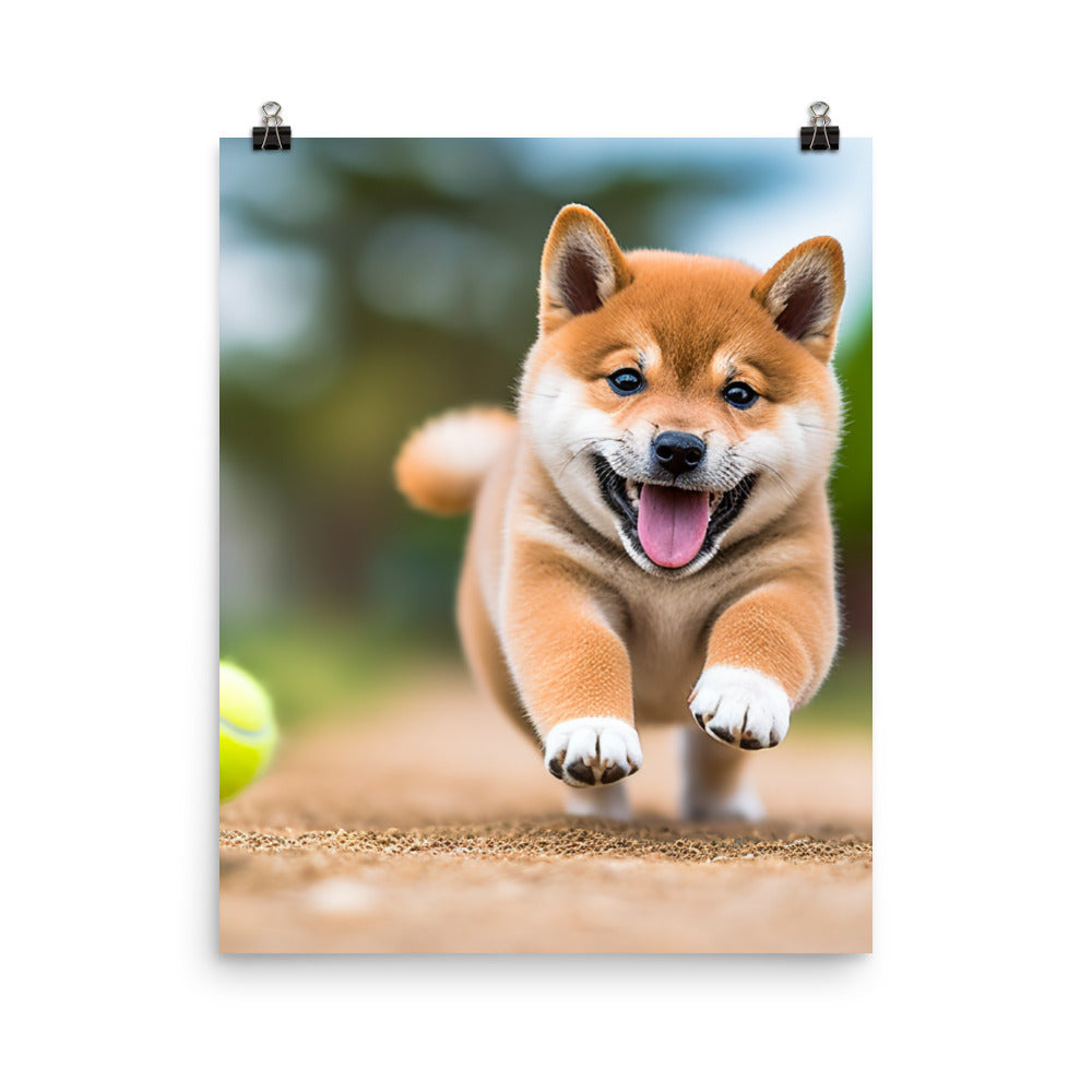 Shiba Inu Pup Playing Photo paper poster - PosterfyAI.com