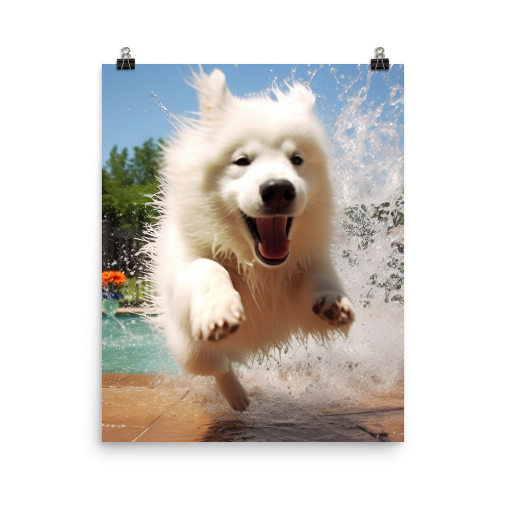 Samoyed Splash Photo paper poster - PosterfyAI.com