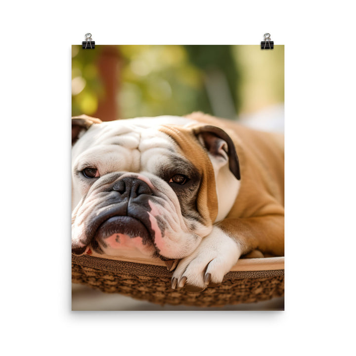 Relaxing Bulldog in the Hammock Photo paper poster - PosterfyAI.com