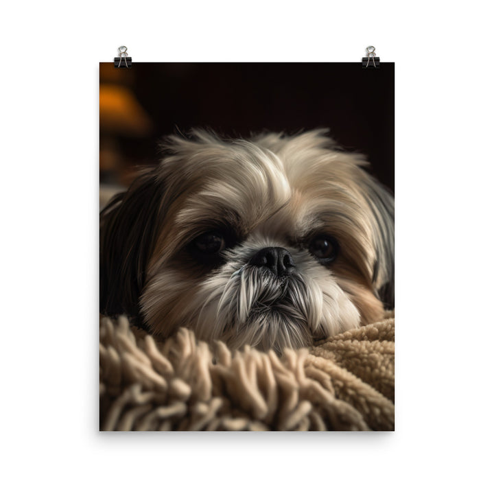 Relaxed Shih Tzu in a Cozy Home Photo paper poster - PosterfyAI.com