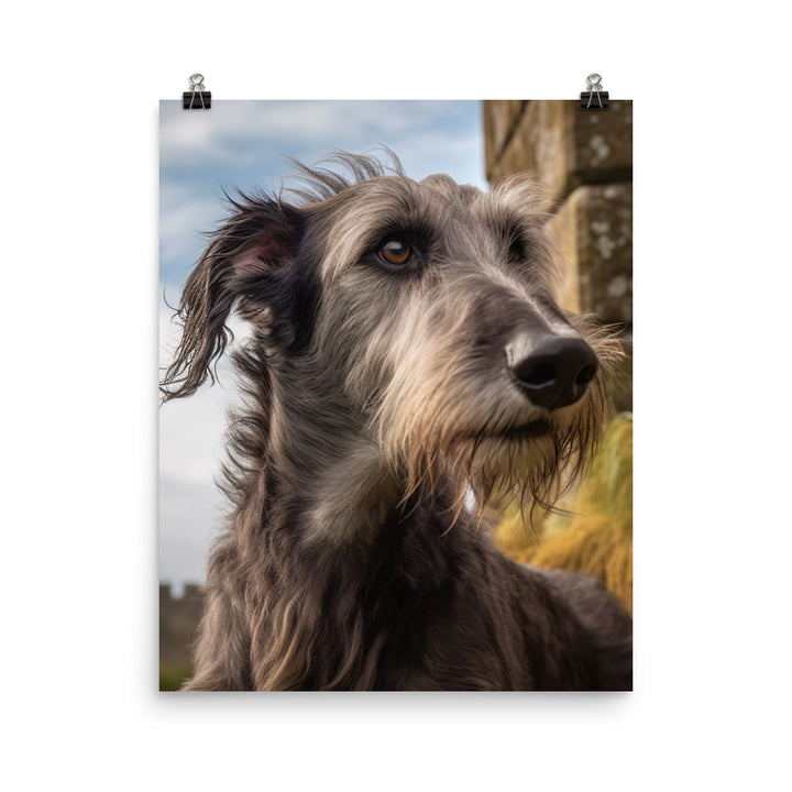 Regal Scottish Deerhound in a Castle Photo paper poster - PosterfyAI.com