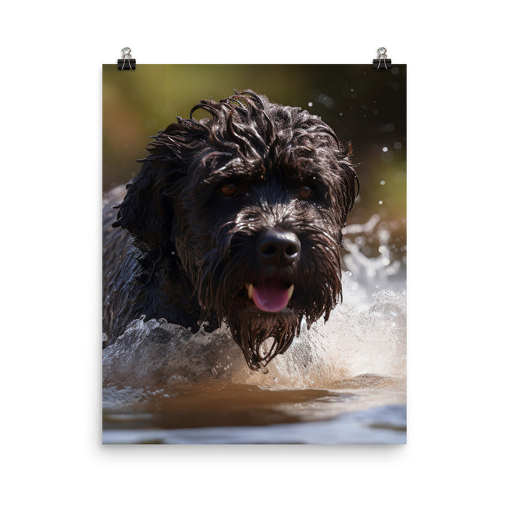 Portuguese Water Dog playing Photo paper poster - PosterfyAI.com