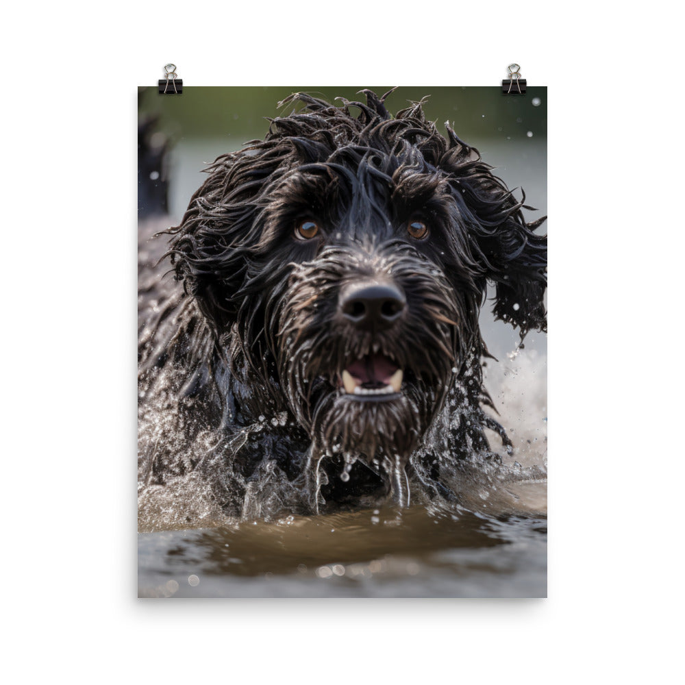 Portuguese Water Dog playing Photo paper poster - PosterfyAI.com