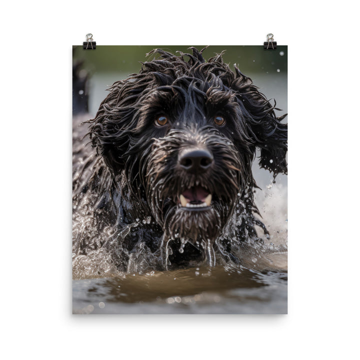 Portuguese Water Dog playing Photo paper poster - PosterfyAI.com