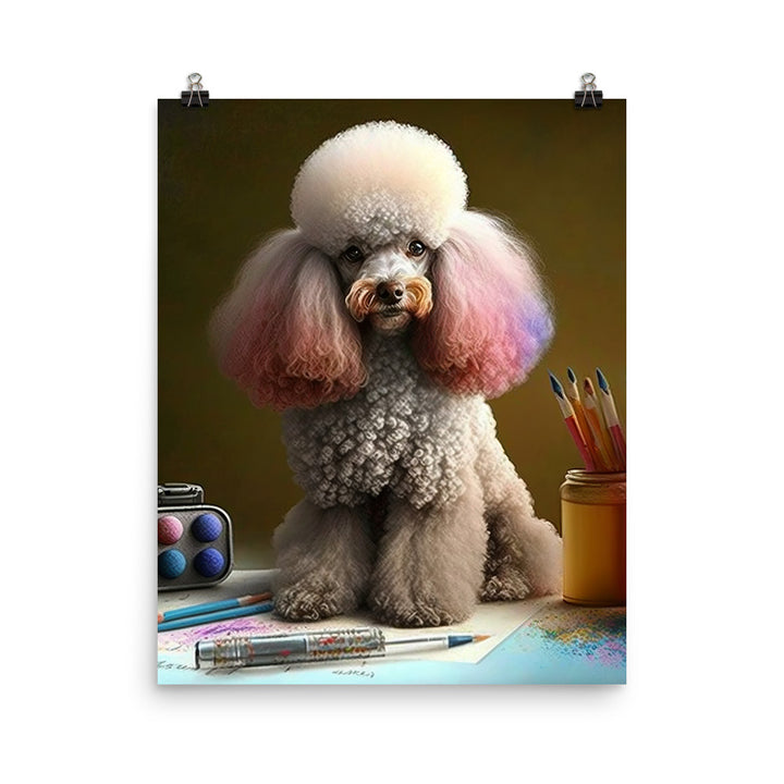Poodle in colorful abstract style Photo paper poster - PosterfyAI.com