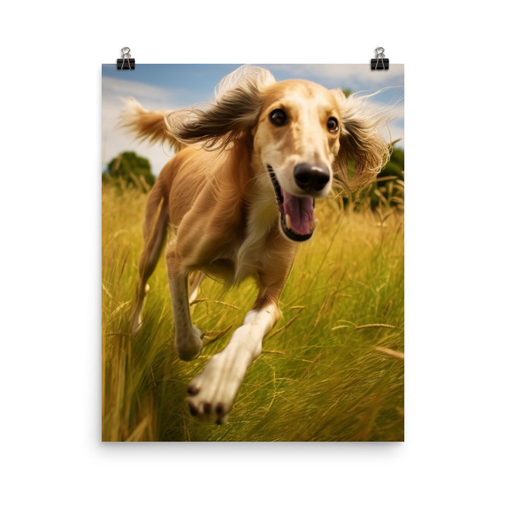 Playful Saluki Photo paper poster - PosterfyAI.com