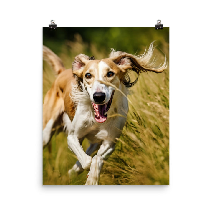 Playful Saluki Photo paper poster - PosterfyAI.com