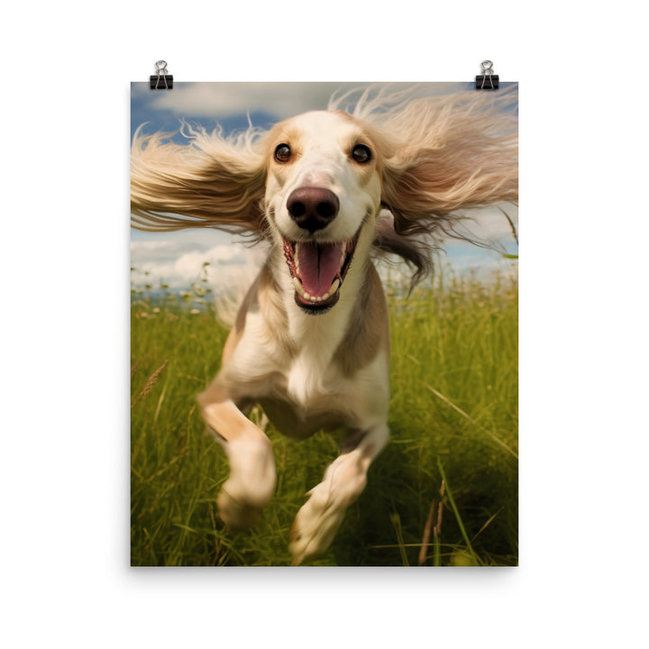 Playful Saluki Photo paper poster - PosterfyAI.com
