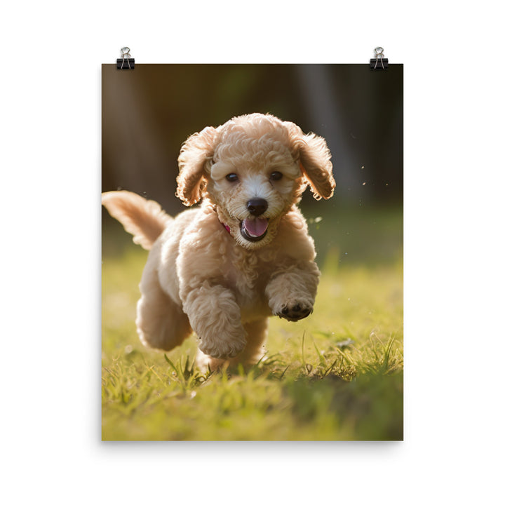 Playful Poodle Pup Photo paper poster - PosterfyAI.com