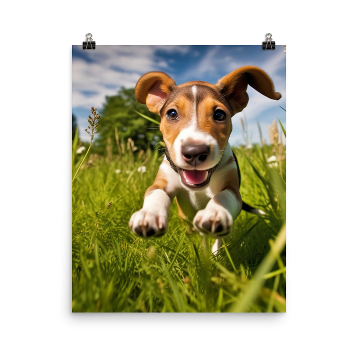 Playful Greyhound Pup Photo paper poster - PosterfyAI.com