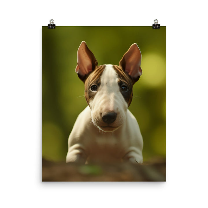 Playful Bull Terrier Pup Photo paper poster - PosterfyAI.com