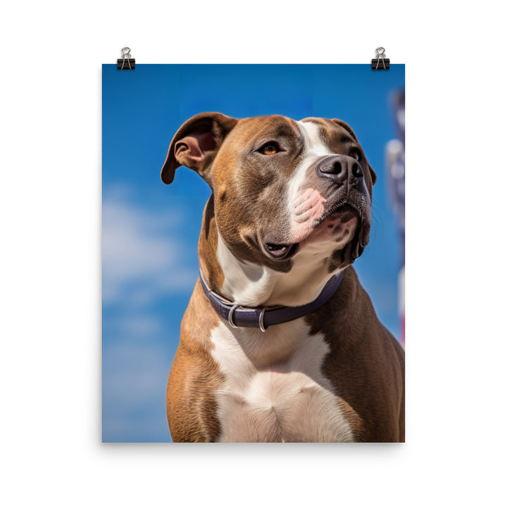 Patriotic American Staffordshire Terrier Photo paper poster - PosterfyAI.com