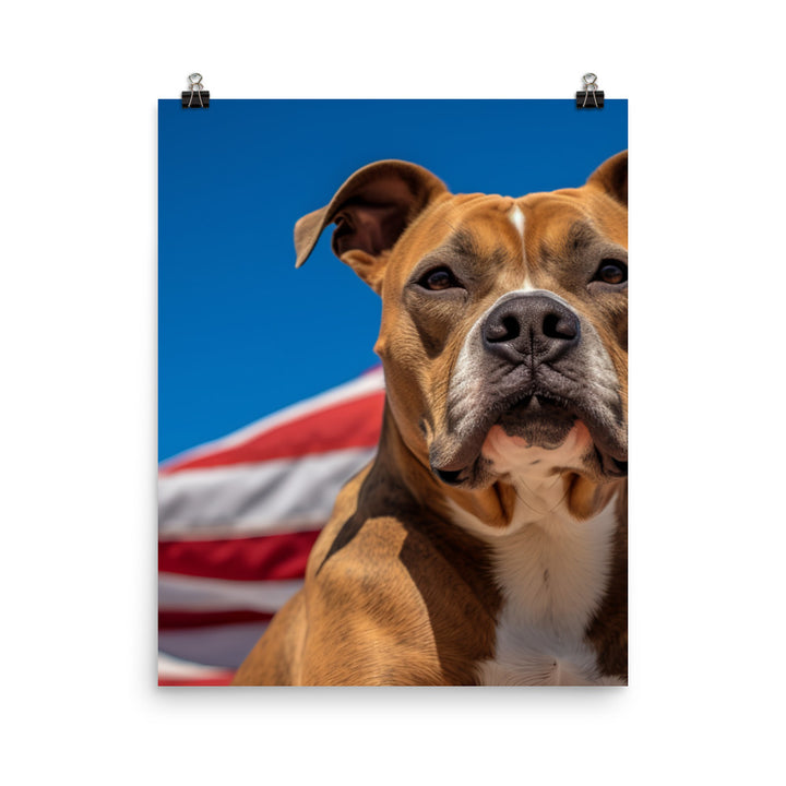 Patriotic American Staffordshire Terrier Photo paper poster - PosterfyAI.com