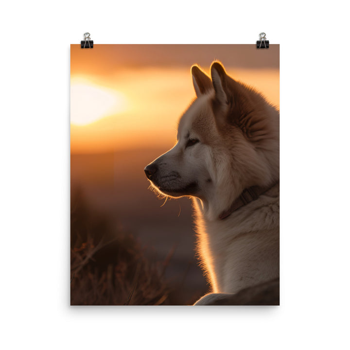 Noble Akita Gazing at the Sunset Photo paper poster - PosterfyAI.com