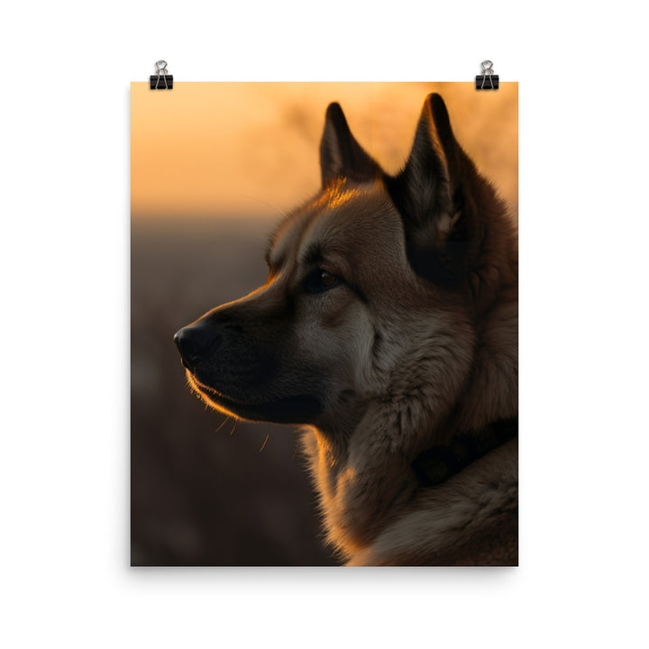 Noble Akita Gazing at the Sunset Photo paper poster - PosterfyAI.com