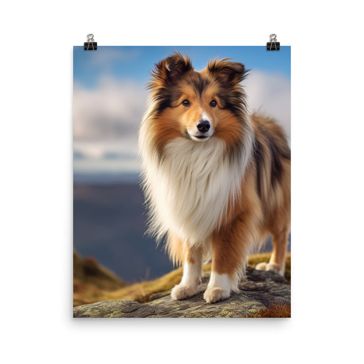 Majestic Shetland Sheepdog on a Hike Photo paper poster - PosterfyAI.com