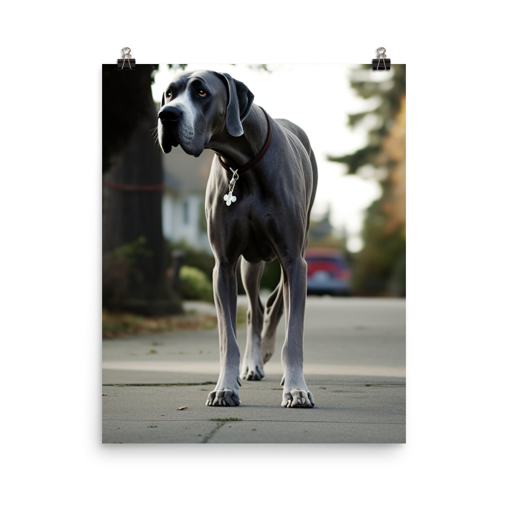 Majestic Great Dane on a Stroll Photo paper poster - PosterfyAI.com