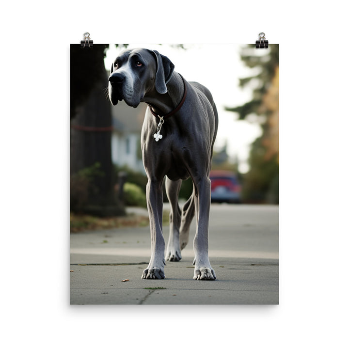 Majestic Great Dane on a Stroll Photo paper poster - PosterfyAI.com