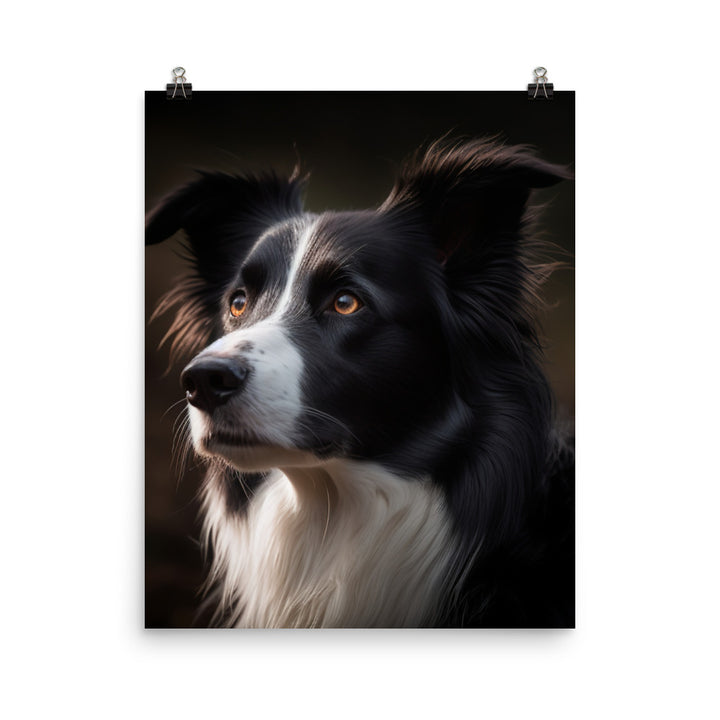 Majestic Border Collie Portrait Photo paper poster - PosterfyAI.com