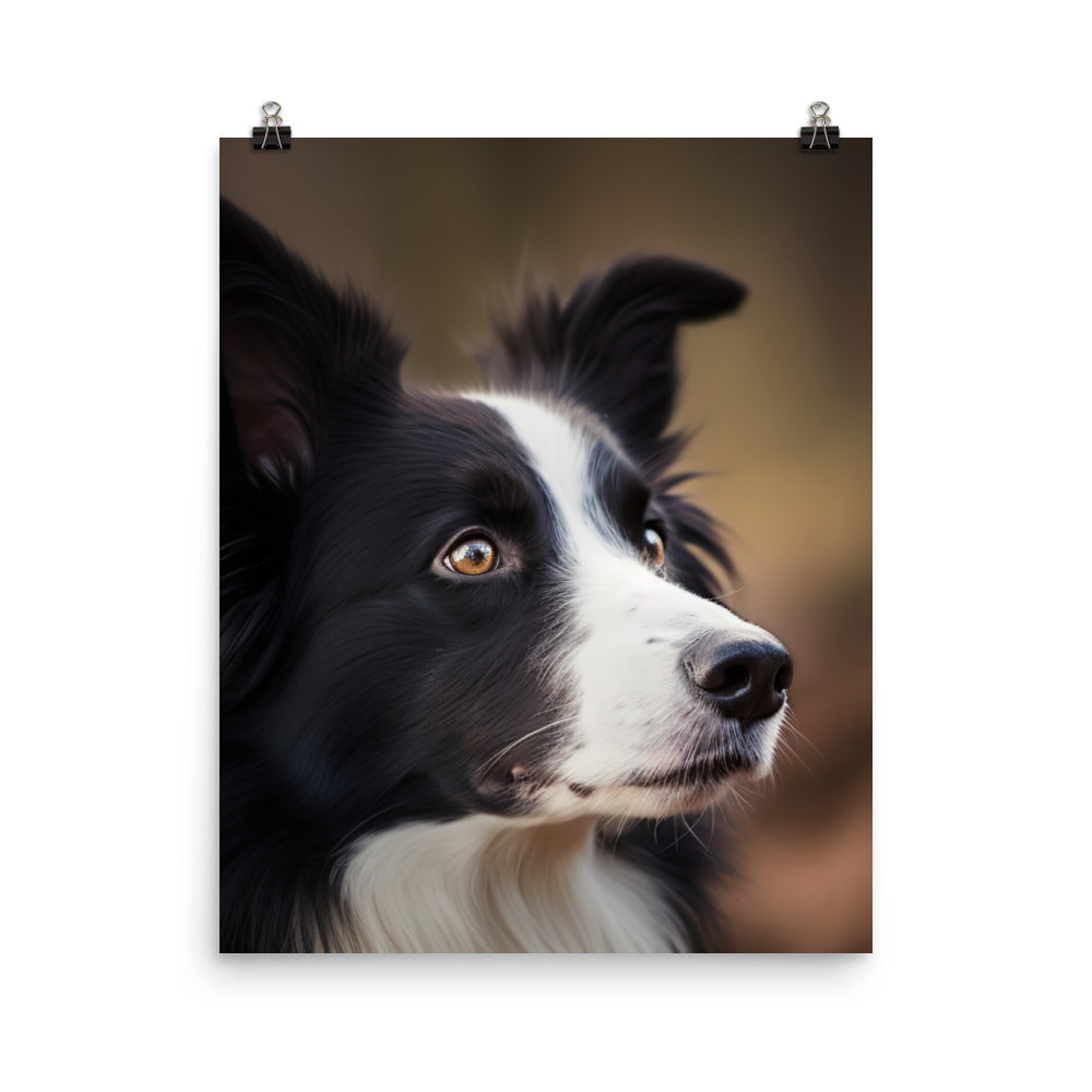 Majestic Border Collie Portrait Photo paper poster - PosterfyAI.com