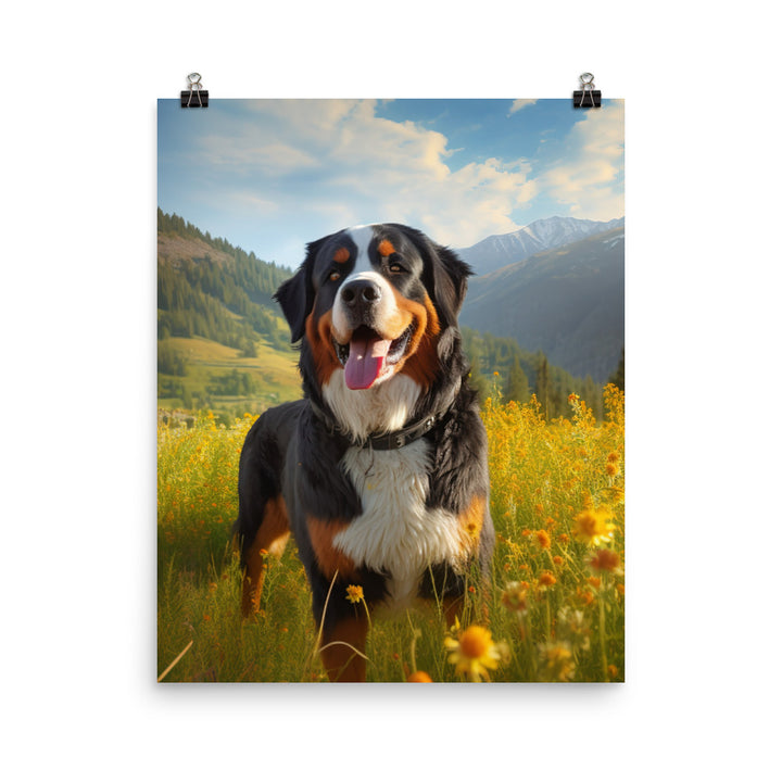Majestic Bernese Mountain Dog Photo paper poster - PosterfyAI.com