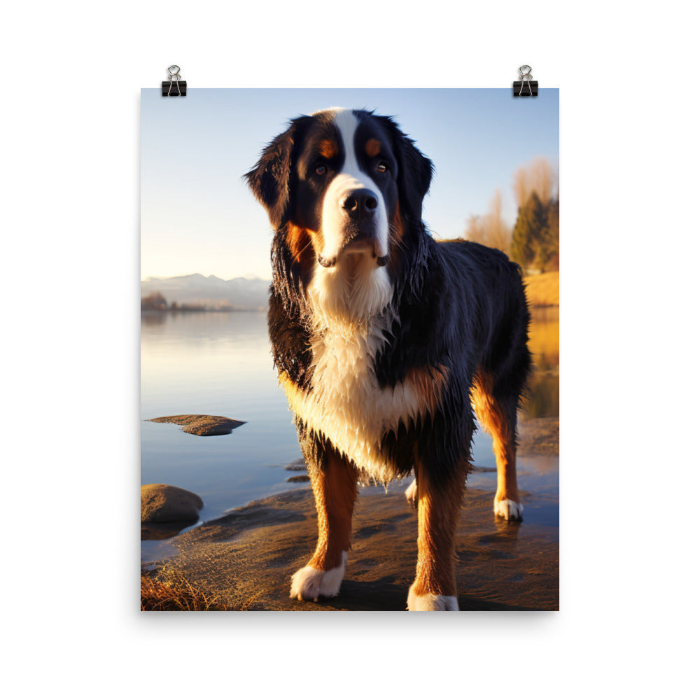 Loyal Bernese Mountain Dog Photo paper poster - PosterfyAI.com