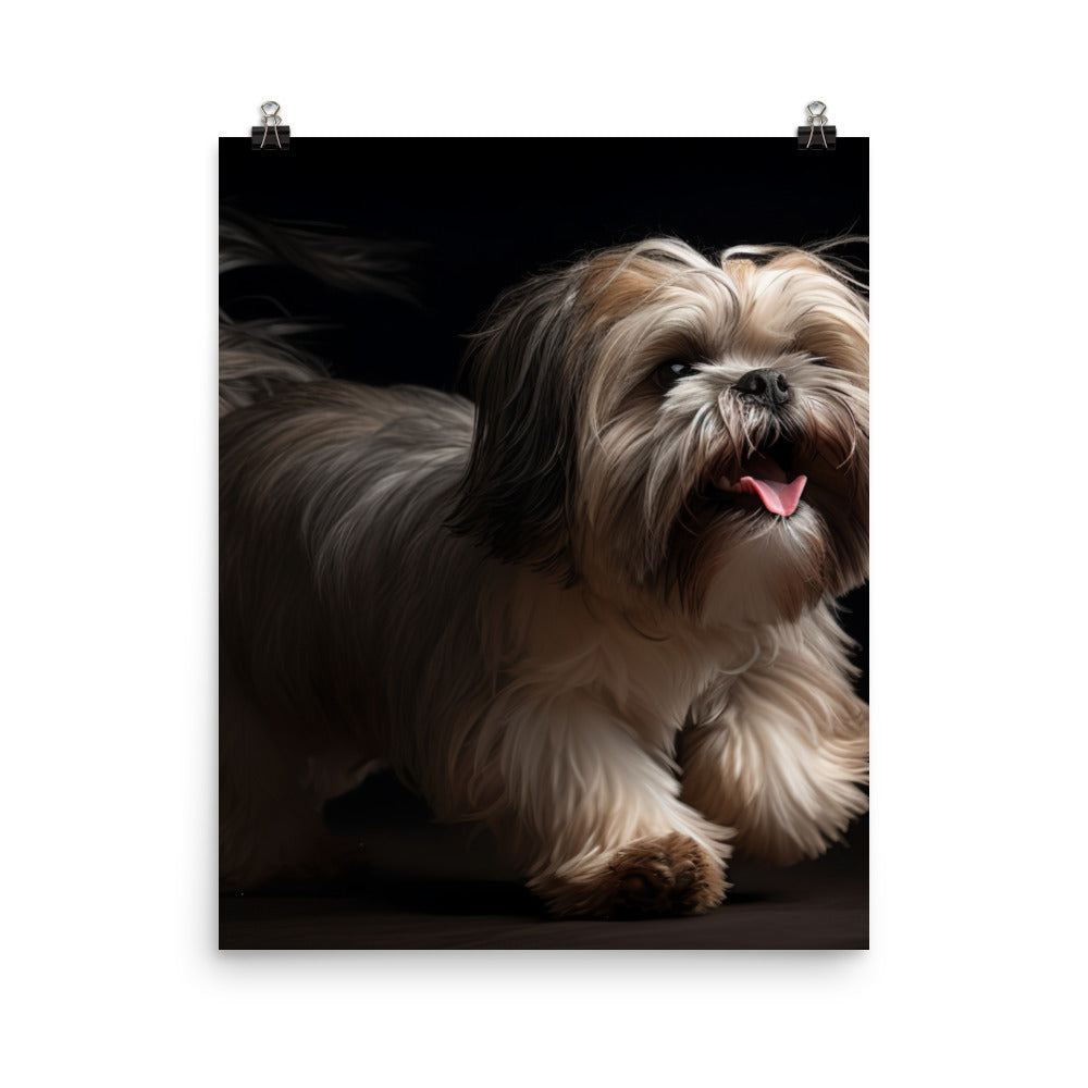 Lhasa Apso Playtime Photo paper poster - PosterfyAI.com